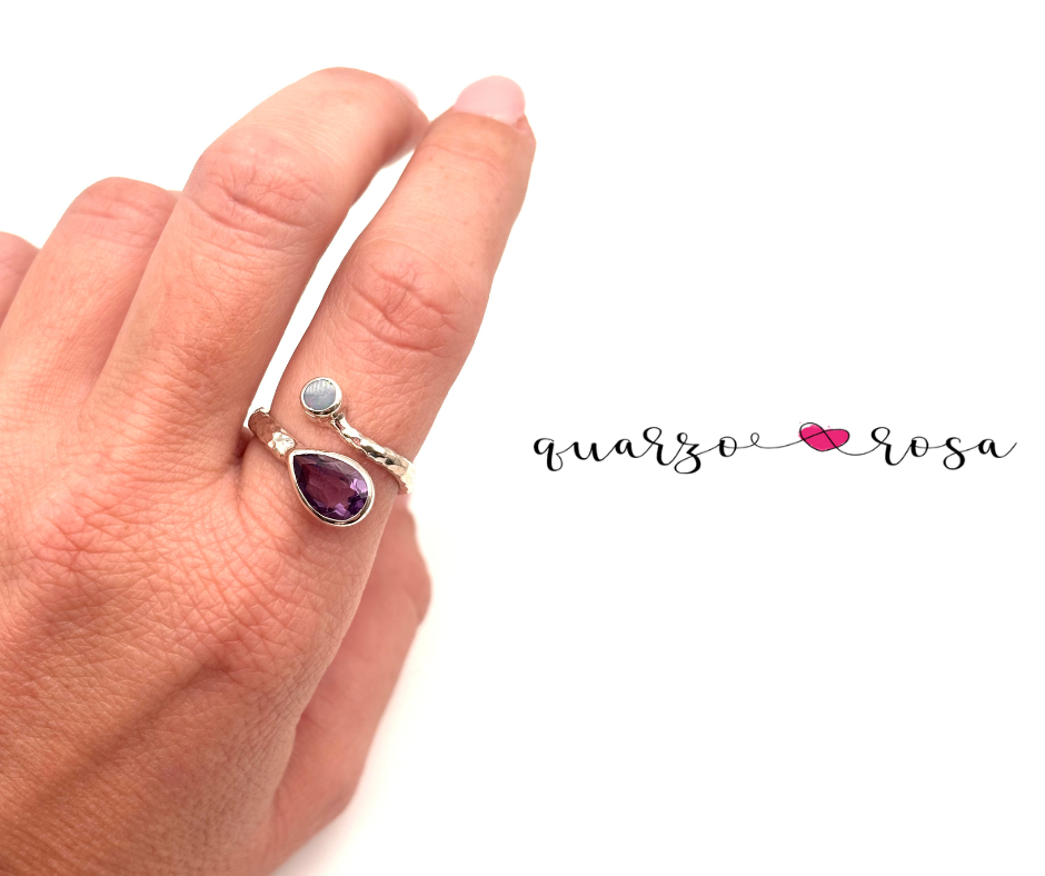 ANELLO IN AMETISTA E OPALE AUSTRALIANO