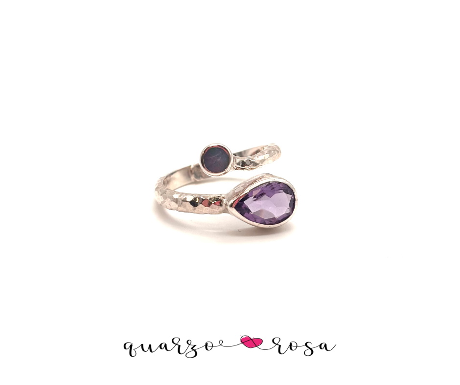 ANELLO IN AMETISTA E OPALE AUSTRALIANO - immagine 2